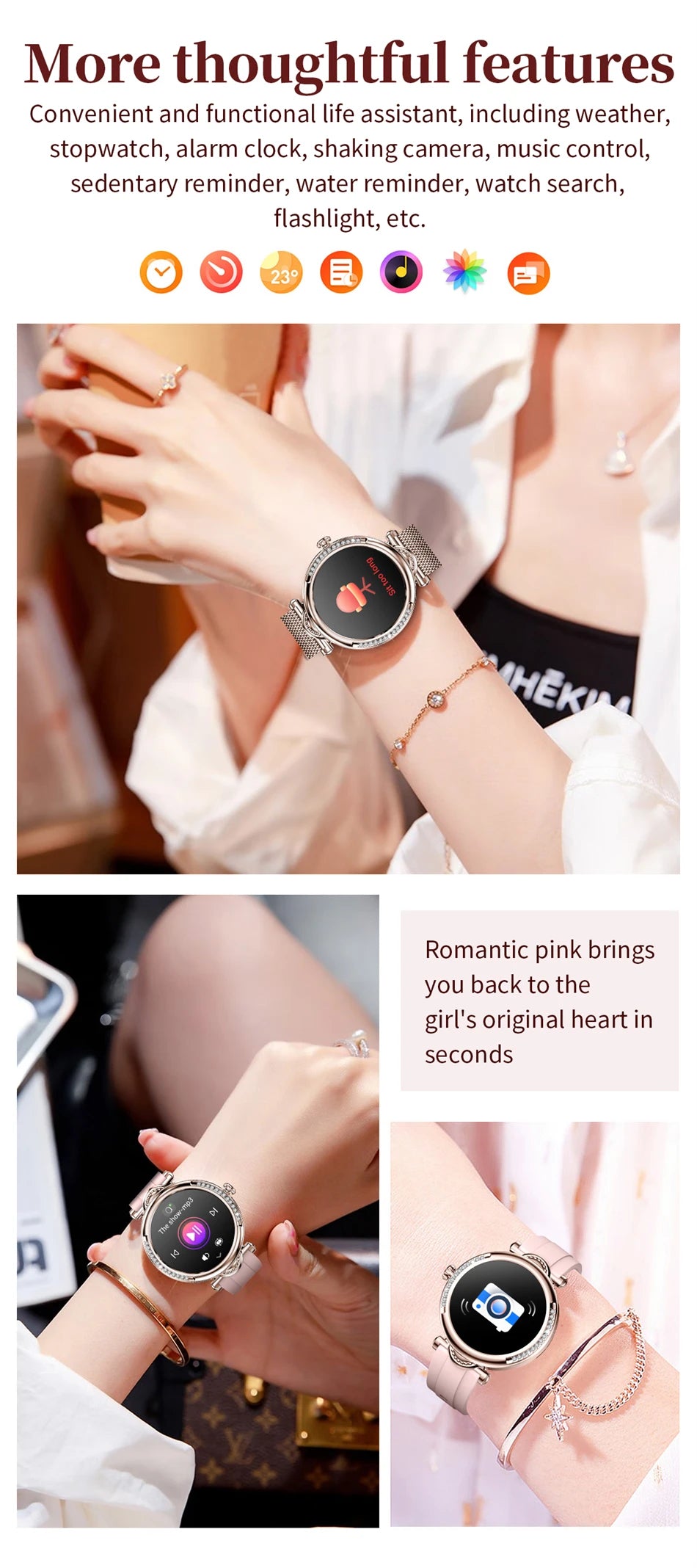 For Xiaomi Android Fashion Women Smart Watch 360*360 HD Screen