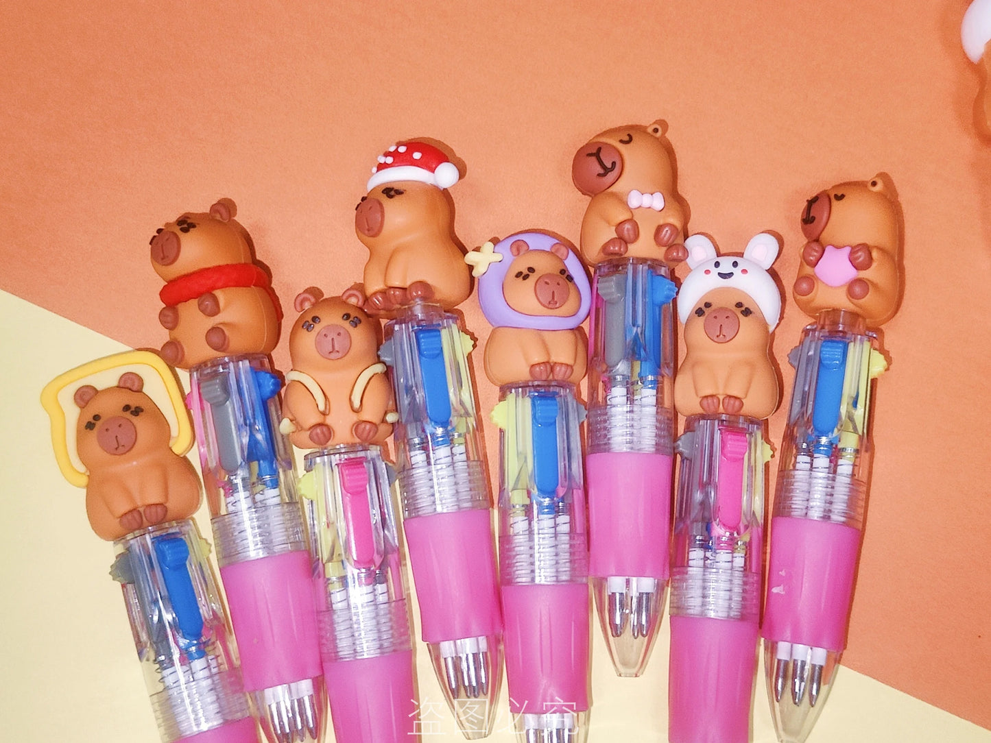 10Pcs/Lot Kawaii Capybara Mini 4 Colors Ballpoint Pens