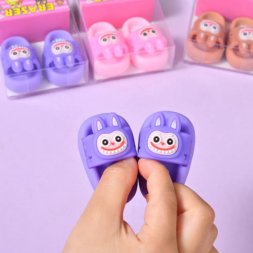New 1/3/5 Pairs Eraser Slipper Eraser Kawaii Writing Drawing Pencil Eraser