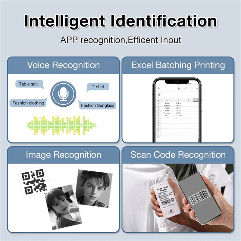 Label Printer Mini Bluetooth Sticker Maker Support Smartphones PC
