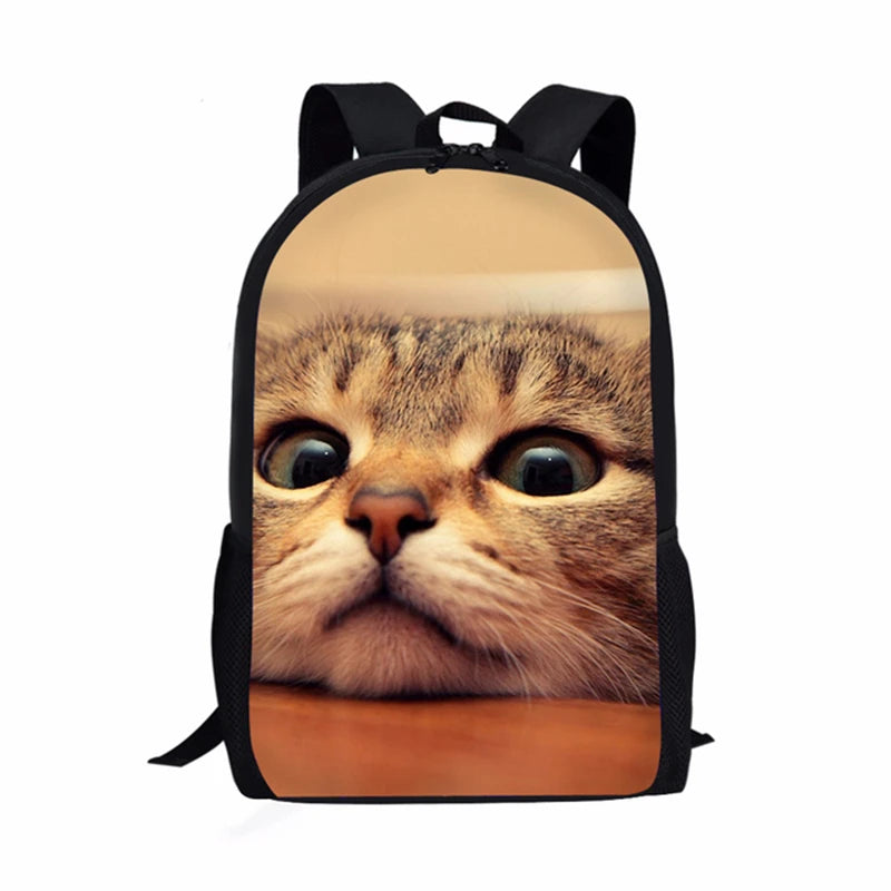 Mochilas escolares populares e modernas para cadernos de gatos 3D