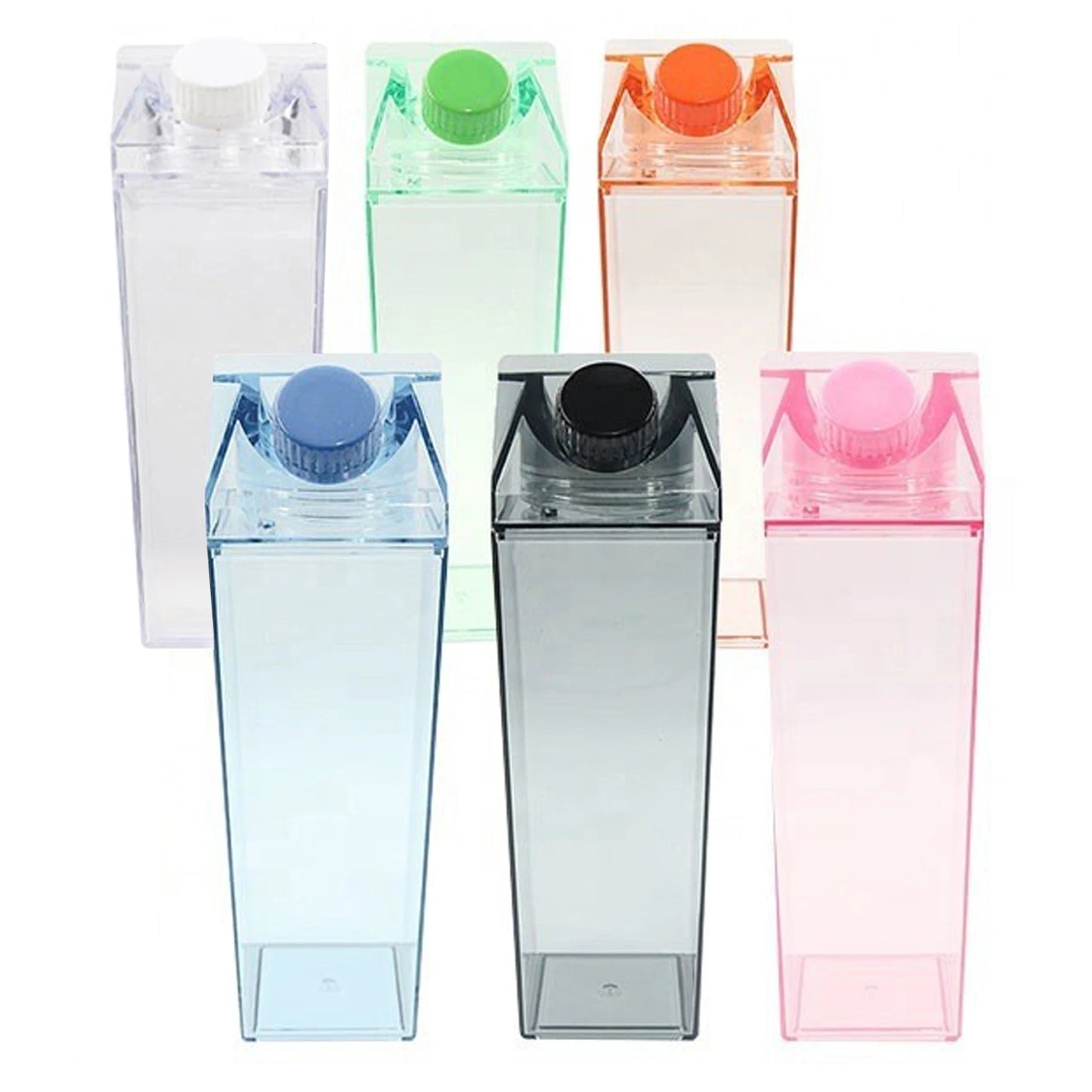 500/1000ml Water Bottle Transparent Large Capacity Square Milk