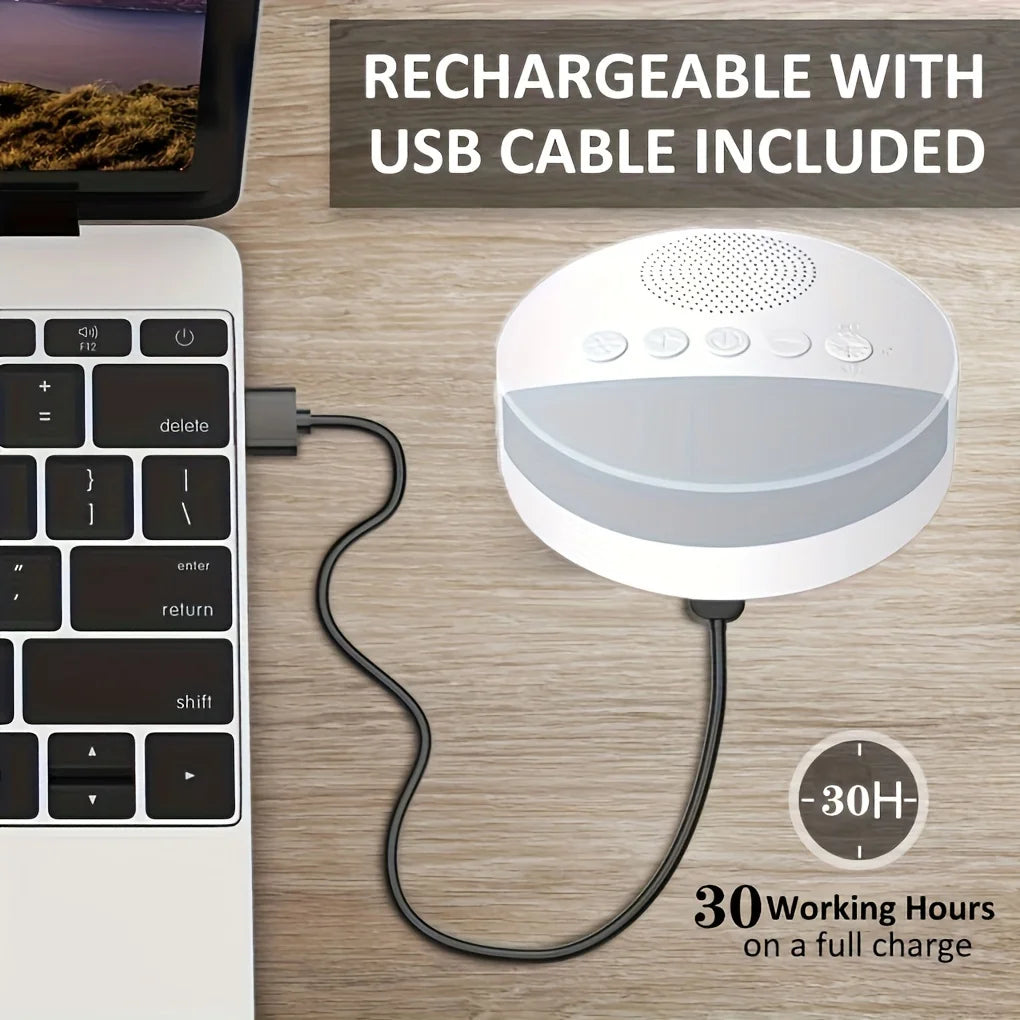 1200mAh Portable USB Rechargeable White Noise Machine with Night Light