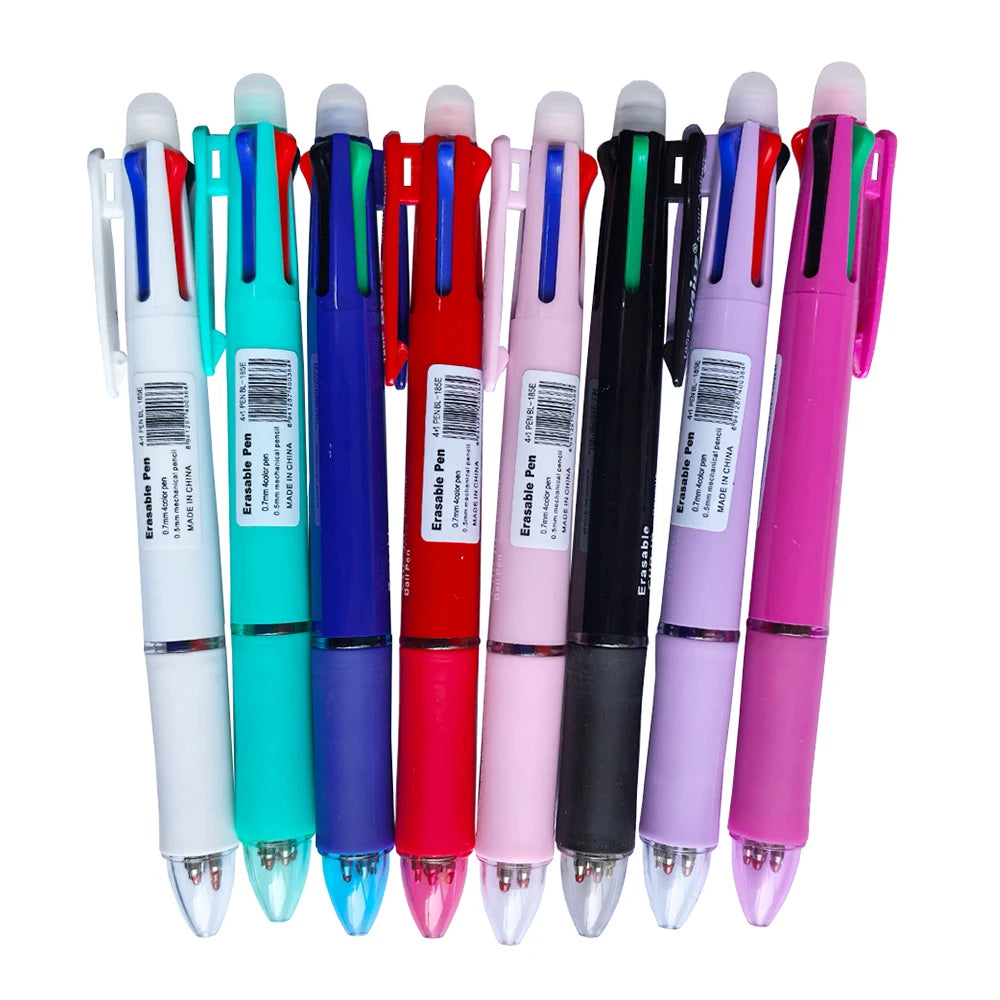 5 In 1 Multicolor Erasable Gel Pen with 4 Colors Replaceable Pen Refill