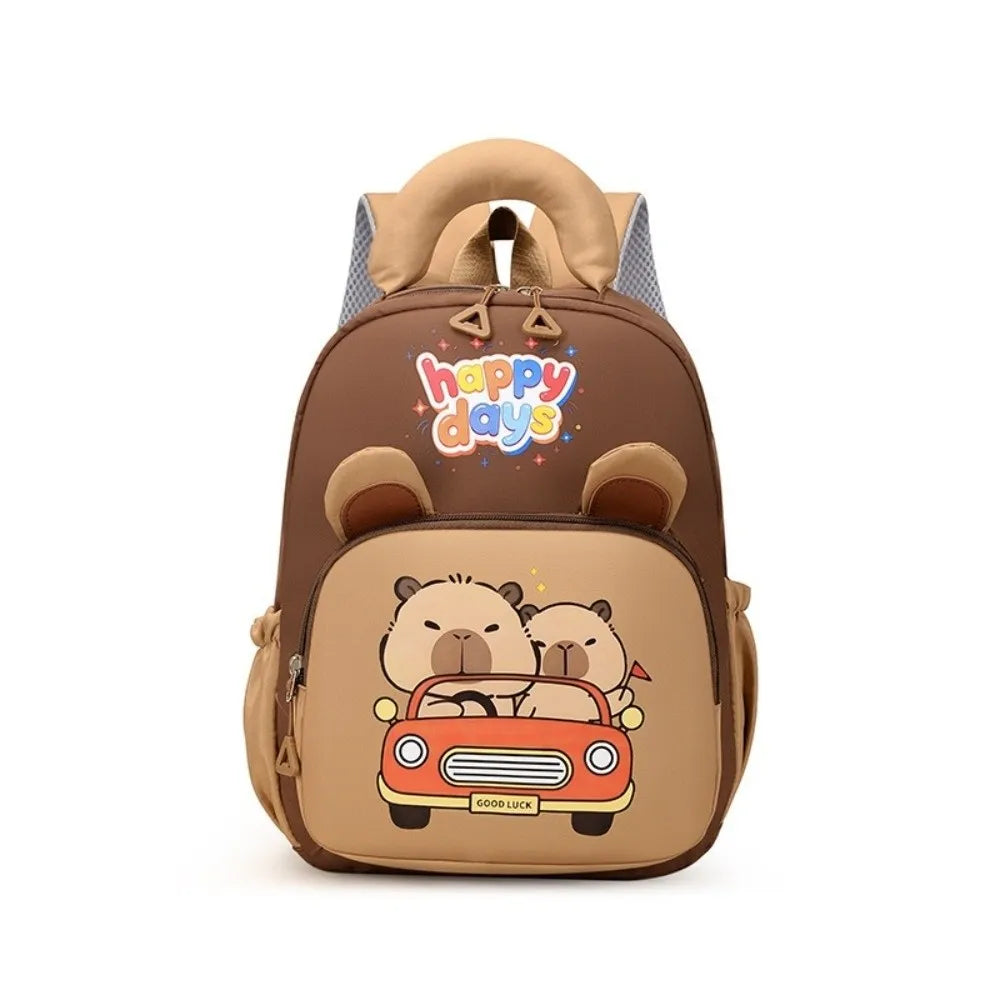 Kawaii Cartoon Capybara Backpack Nylon Lightweight Capybara School Bag Large