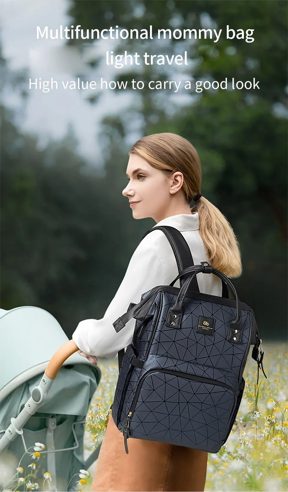 AIBEDILA Mommy Bag Impermeável USB Grande