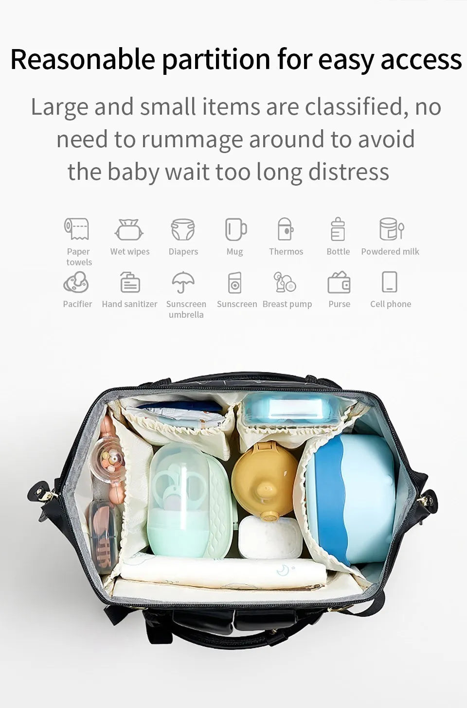 AIBEDILA Mommy Bag Impermeável USB Grande