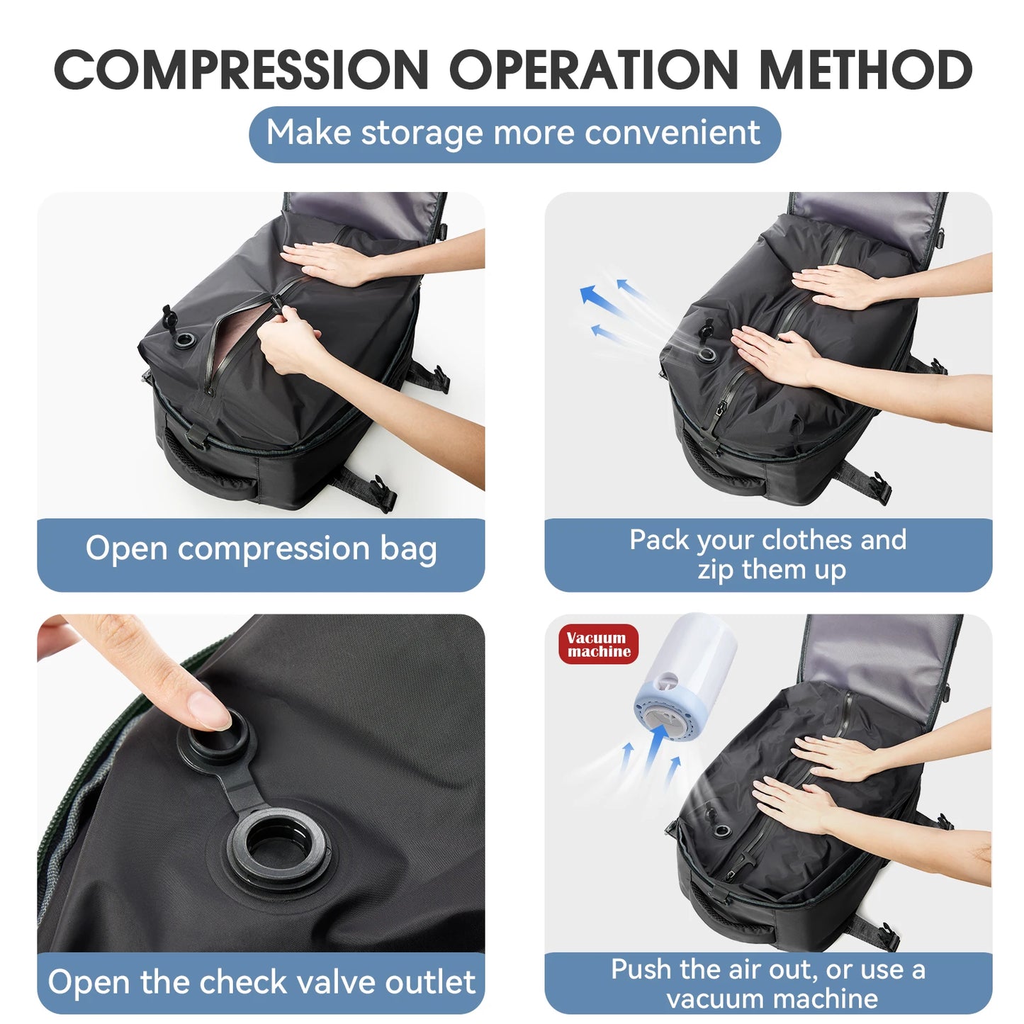 Vacuum Backpack Travel Bag for Men Large Capacity airback Backpack Business