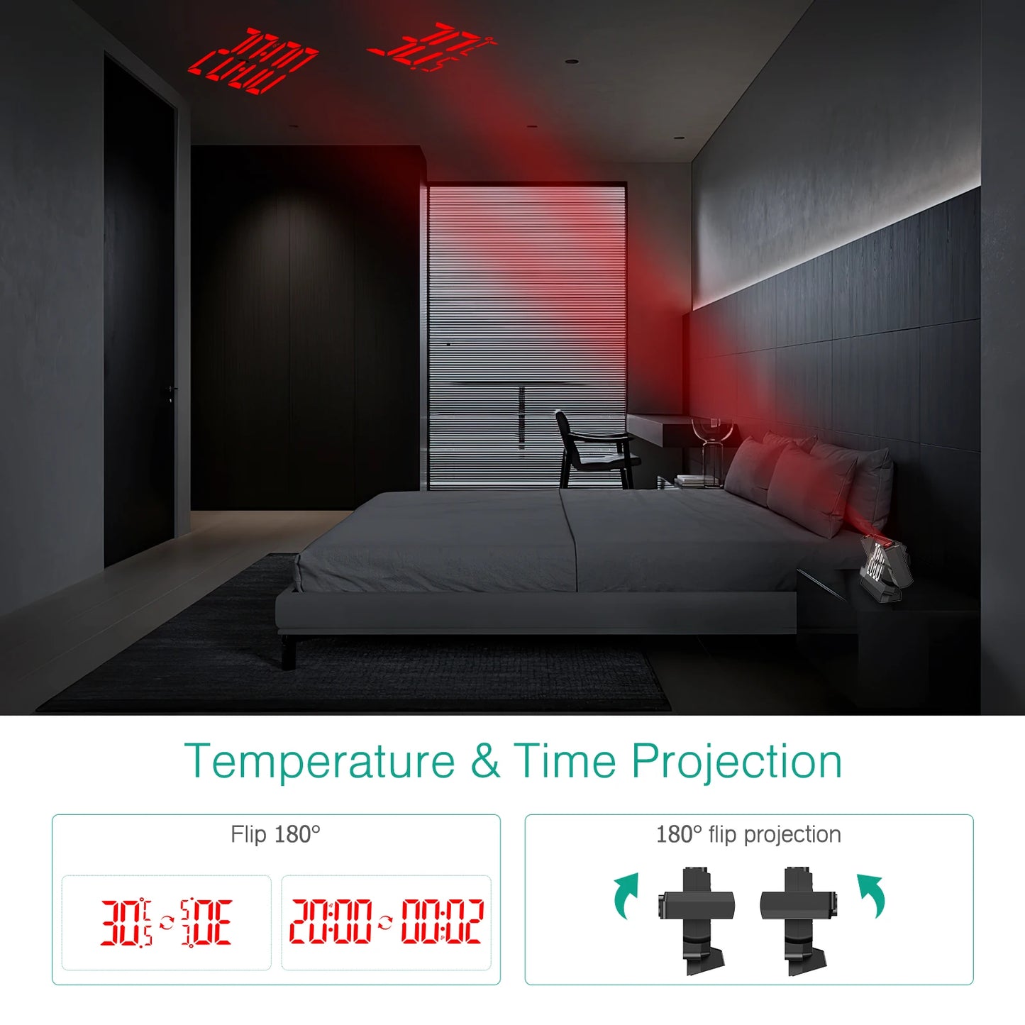 double projection clock LED clock Alarm Clock Digital clock 12/24H