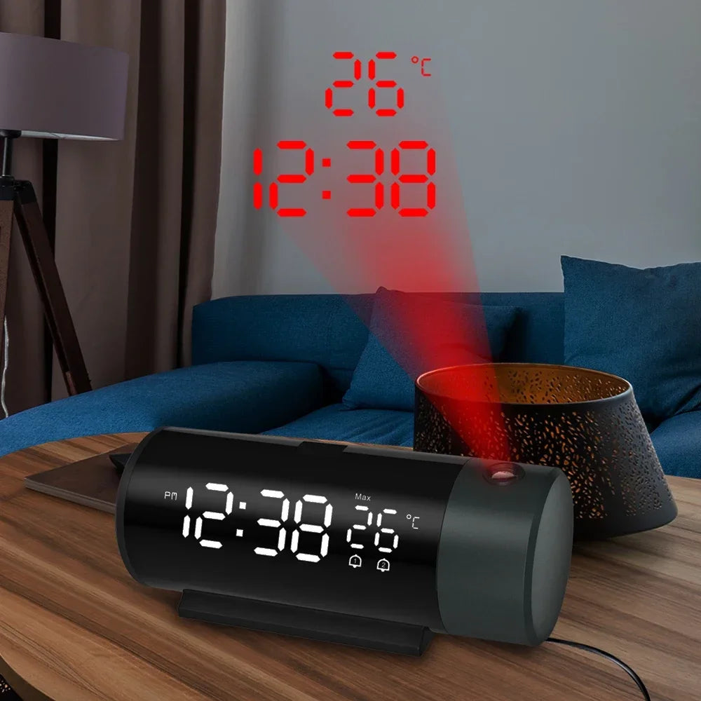 Clock Electronic Alarm Clock with Projection FM Radio