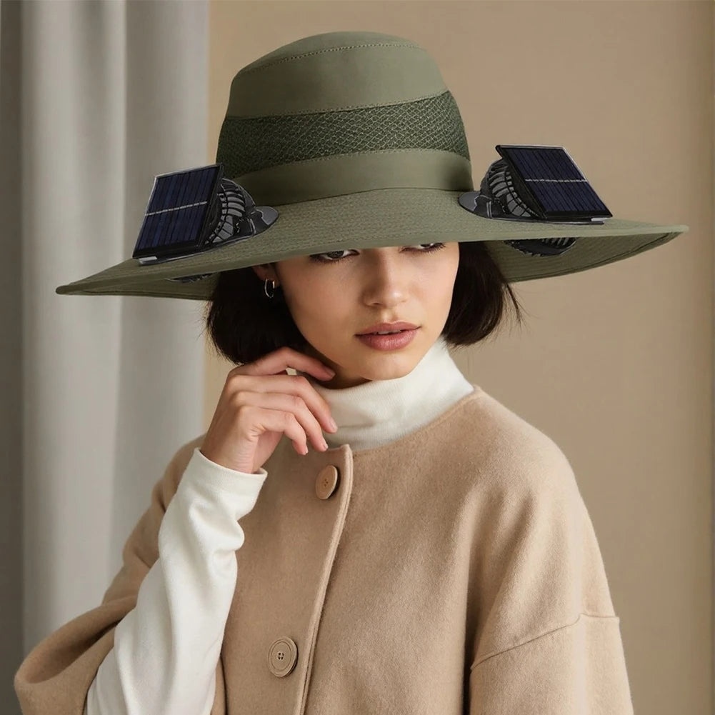 Outdoor Solar Multi-purpose Fan Cap Adjustable Three-speed Wind with USB Charging