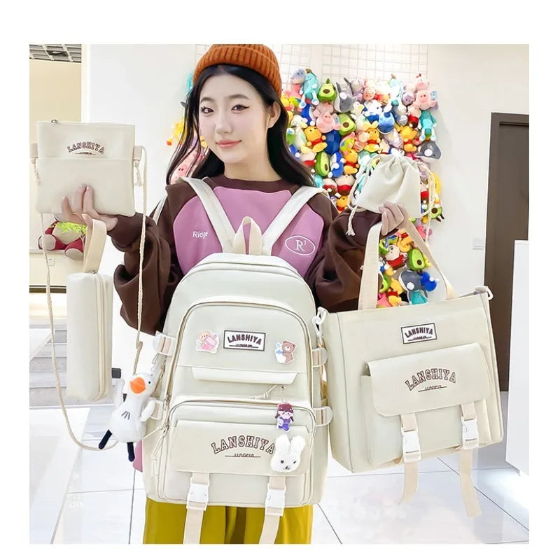 Conjunto de 5 pingentes grátis estilo floresta versão coreana casual harajuku estudante