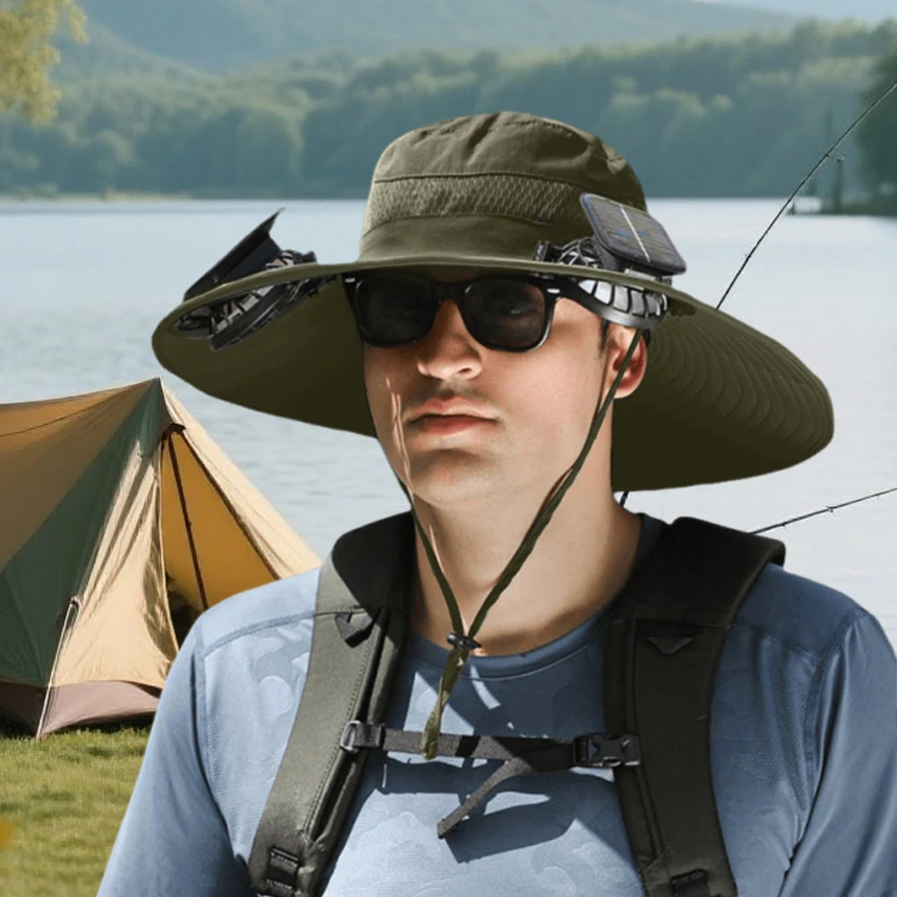 Outdoor Solar Multi-purpose Fan Cap Adjustable Three-speed Wind with USB Charging