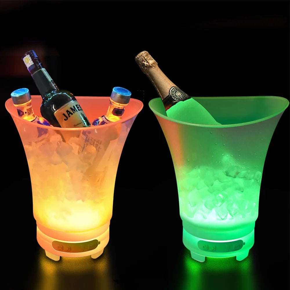 5L RGB LED Ice Bucket with Bluetooth speaker Waterproof Plastic Light Up Champagne beer