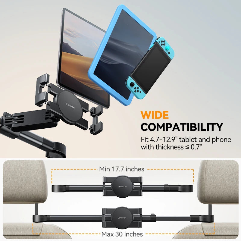 Car Tablet Phone Holder With Extension Arm For 4.7-12.9" Tablet/Phones