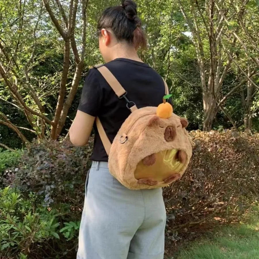 Capybara Plush Backpack Kawaii Fashion Plushie Doll Fur Pendant Children's