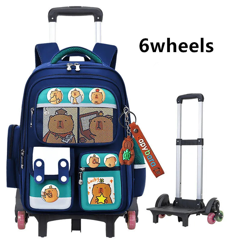 Children Trolley backpack wheels Student High capacity School bags