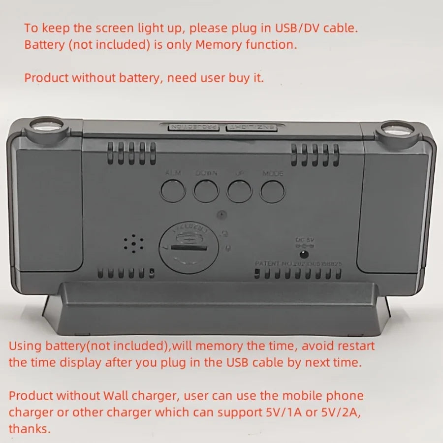 double projection clock LED clock Alarm Clock Digital clock 12/24H