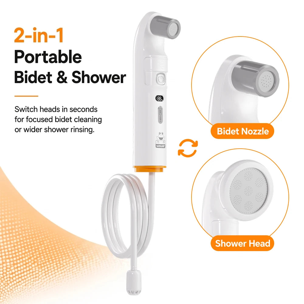Electric Portable Bidet, 2-in-1 Shower & Bidet Nozzle, Rechargeable Travel Sprayer