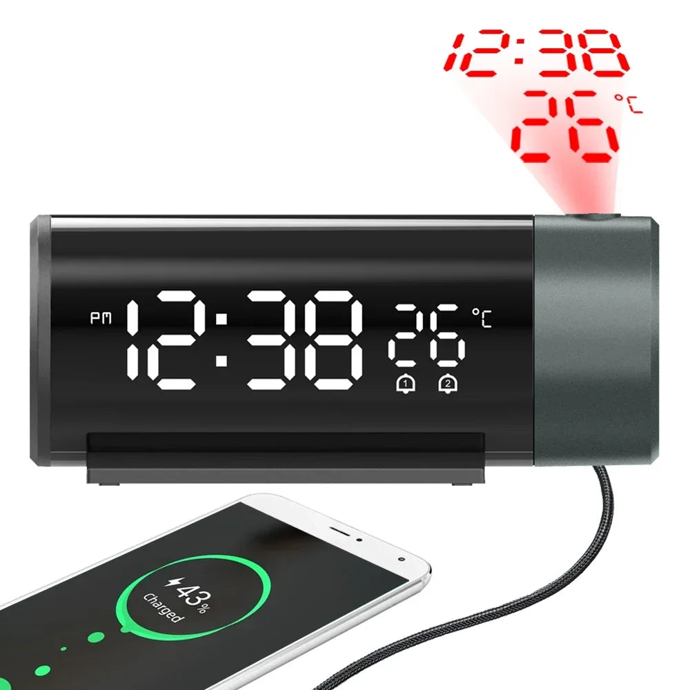 Clock Electronic Alarm Clock with Projection FM Radio