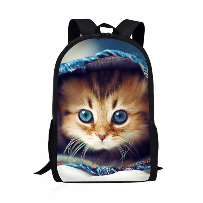 Mochilas escolares populares e modernas para cadernos de gatos 3D