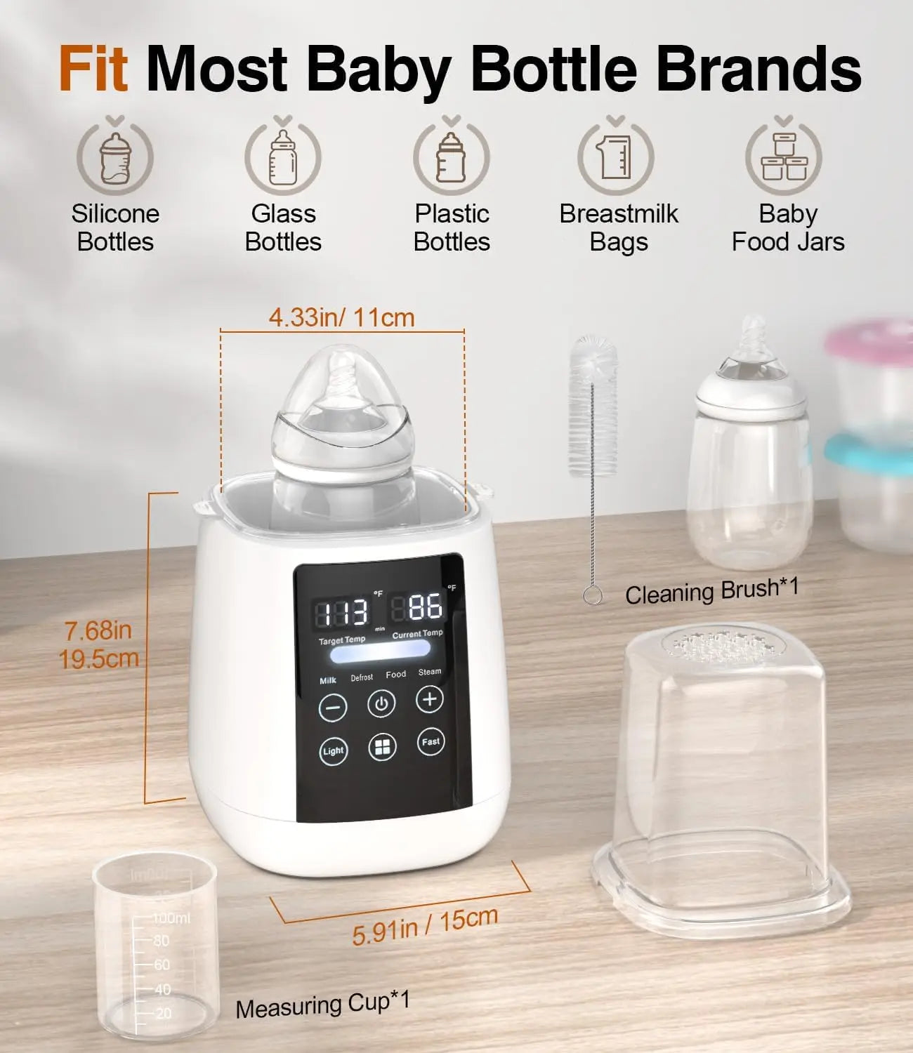 Baby Bottle Warmer & Sterilizer 24 hour 6-in-1Multifuntion Breast Milk