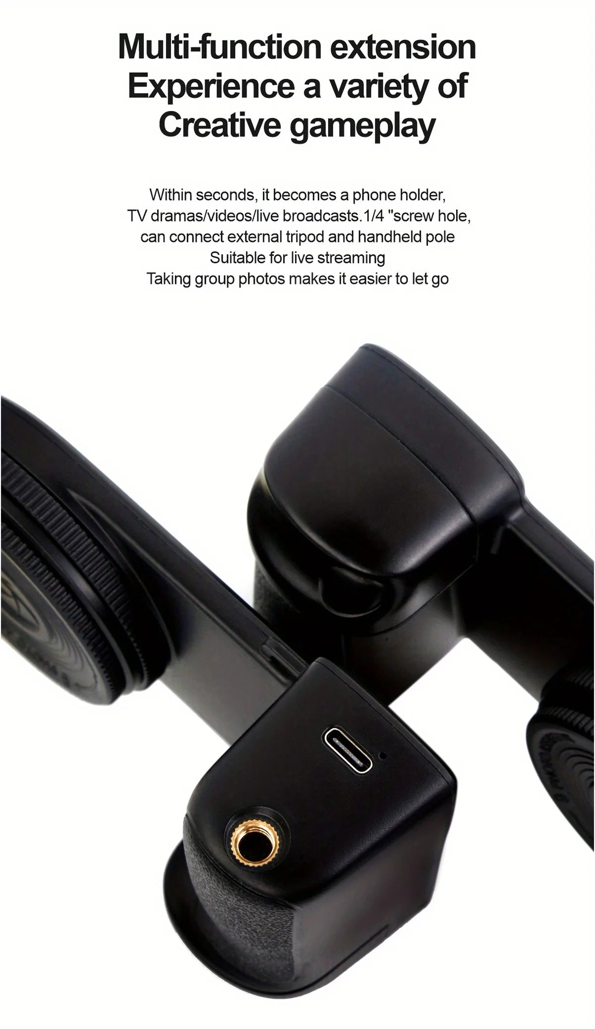 Empuñadura magnética para smartphone con control remoto Bluetooth desmontable de 30 m con luz de relleno, mango para selfis antivibración, soporte para fotos