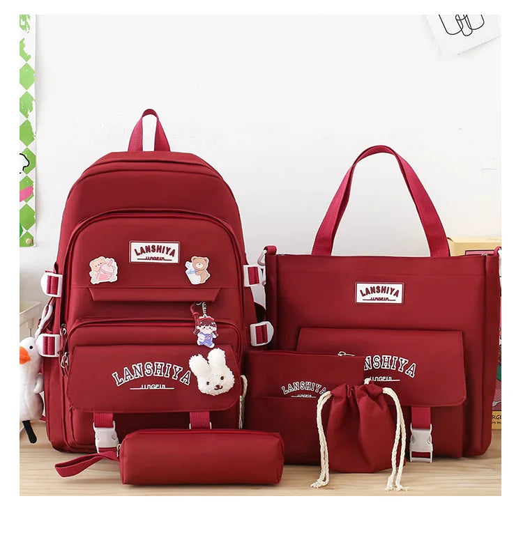 Conjunto de 5 pingentes grátis estilo floresta versão coreana casual harajuku estudante