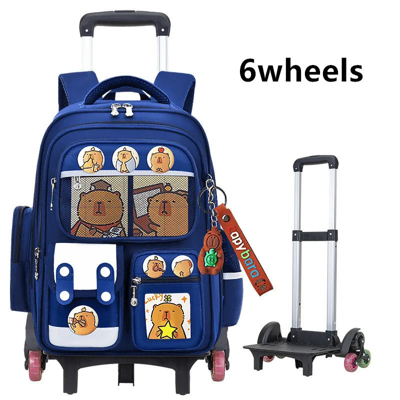 Children Trolley backpack wheels Student High capacity School bags