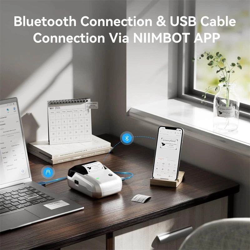 Label Printer Mini Bluetooth Sticker Maker Support Smartphones PC