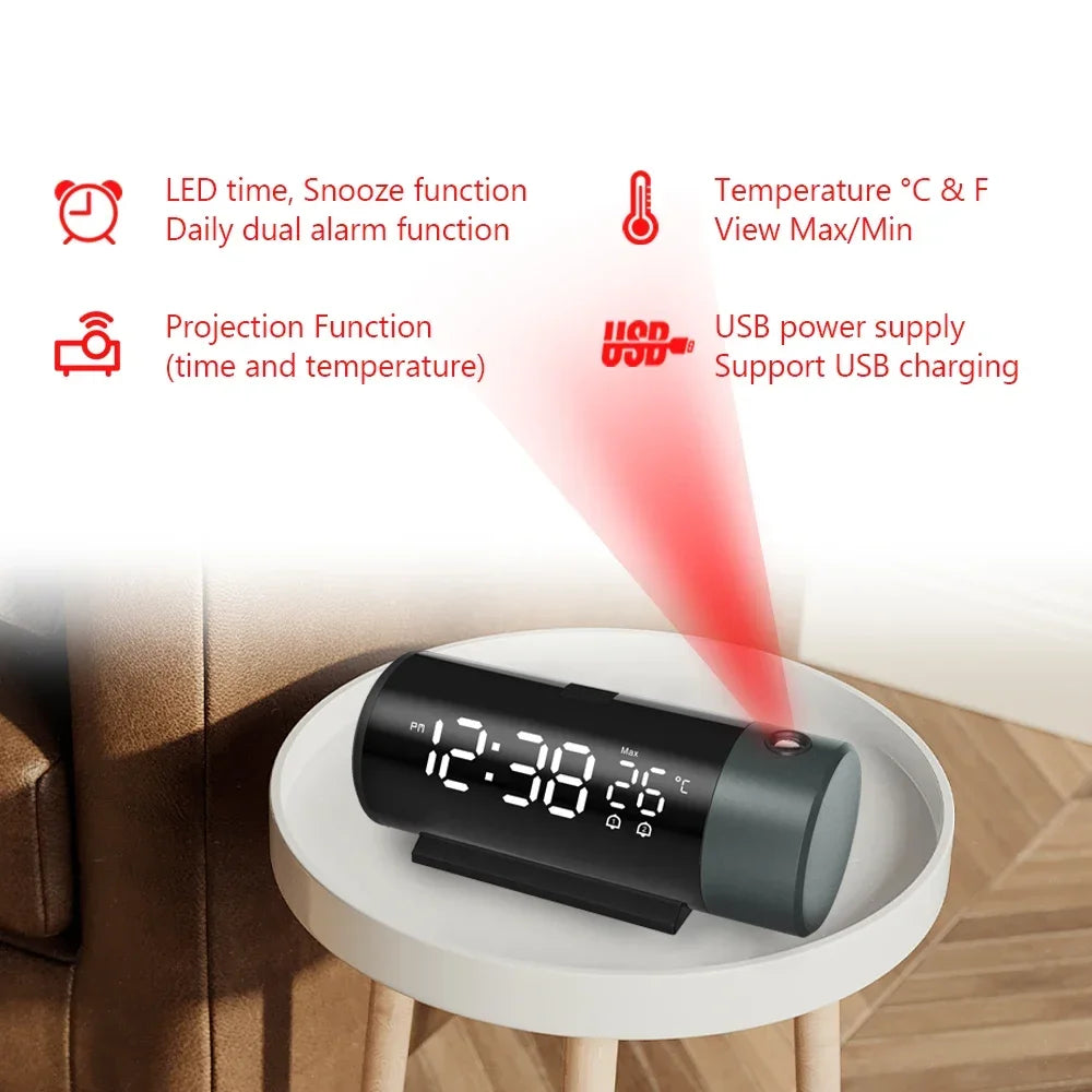Clock Electronic Alarm Clock with Projection FM Radio