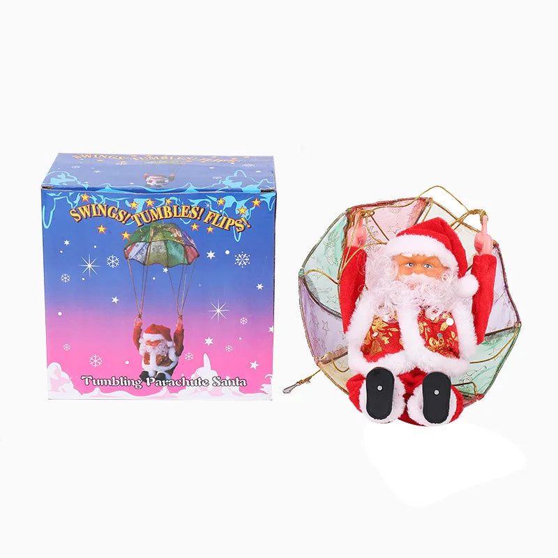 Electric Dancing Santa Claus Christmas Tree Decor Hanging Parachute Somersault