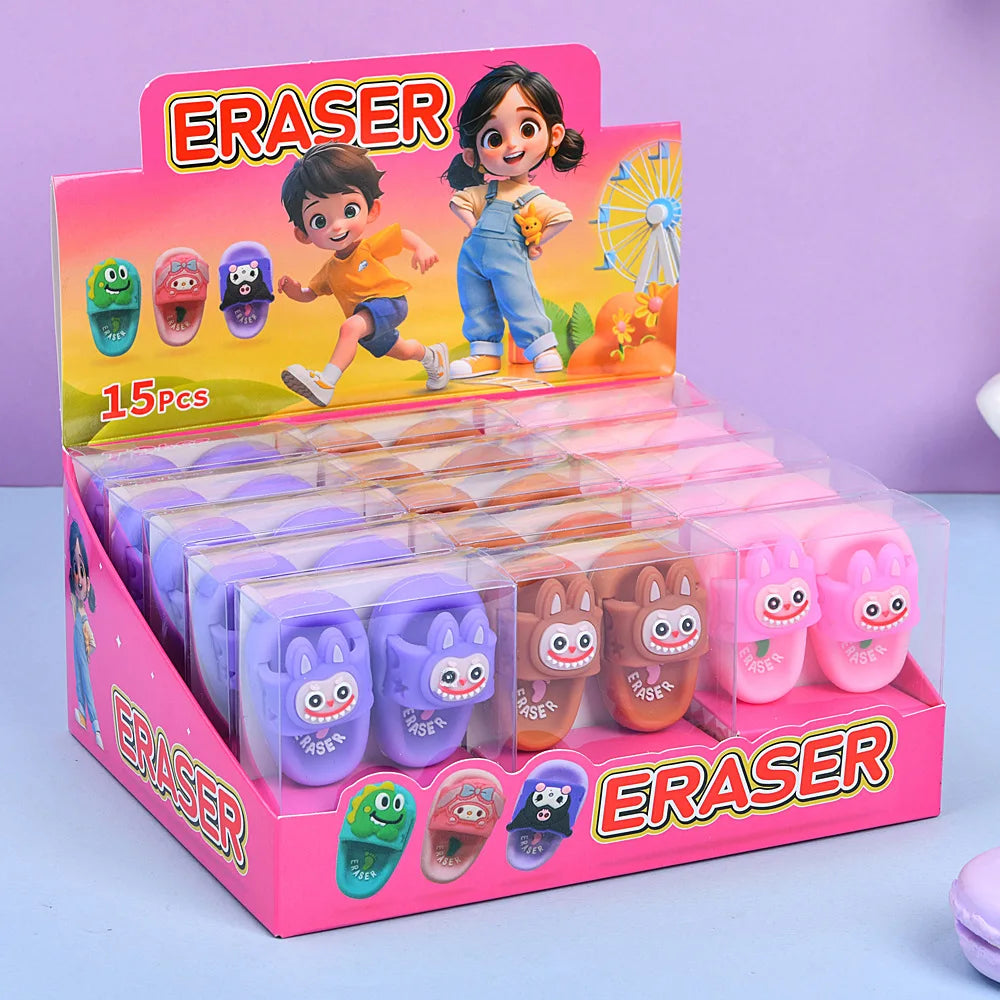 New 1/3/5 Pairs Eraser Slipper Eraser Kawaii Writing Drawing Pencil Eraser