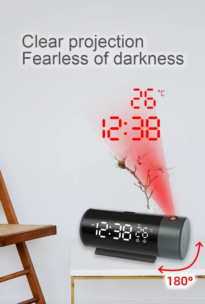 Clock Electronic Alarm Clock with Projection FM Radio