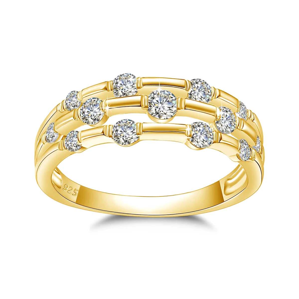 Certificated Moissanite Rings For Women Solid 925 Sterling Silver Eternity