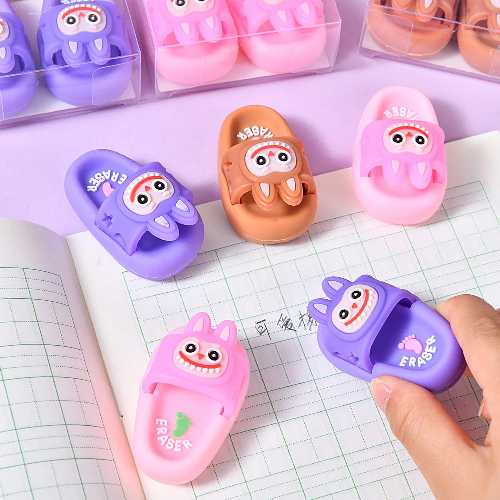 New 1/3/5 Pairs Eraser Slipper Eraser Kawaii Writing Drawing Pencil Eraser