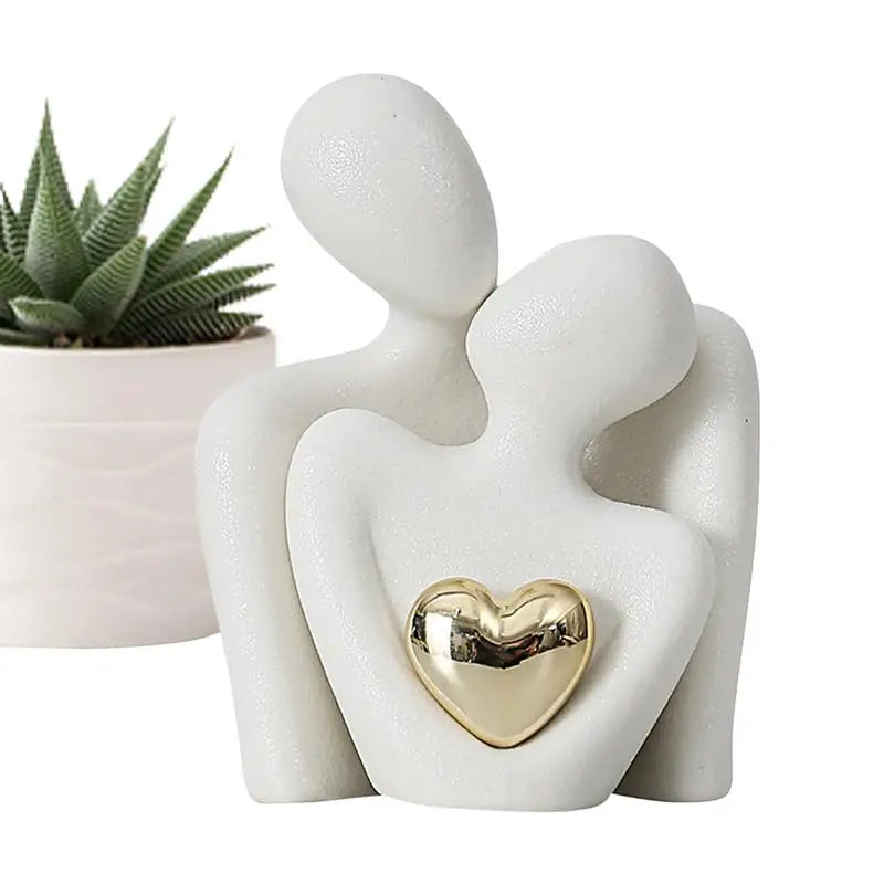 Modern Abstract Couple Statue: Nordic Ceramic Home Ornament