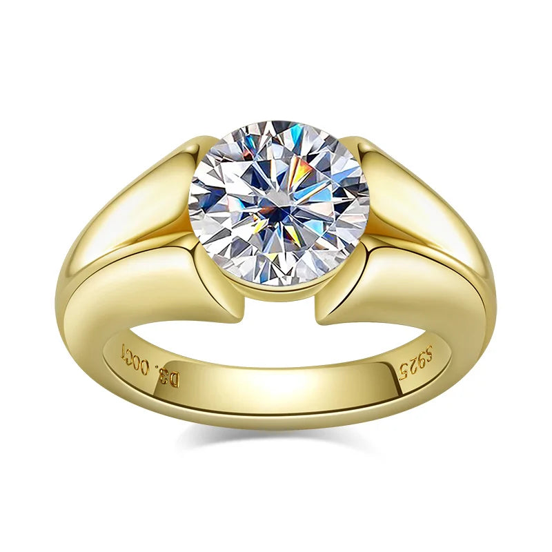 3 Carat Moissanite Ring 925 Sterling Silver Woman Yellow Color Wedding