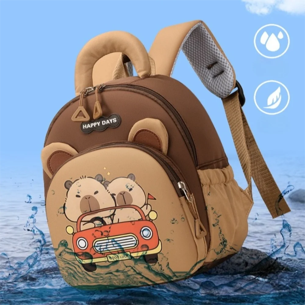 Kawaii Cartoon Capybara Backpack Nylon Lightweight Capybara School Bag Large