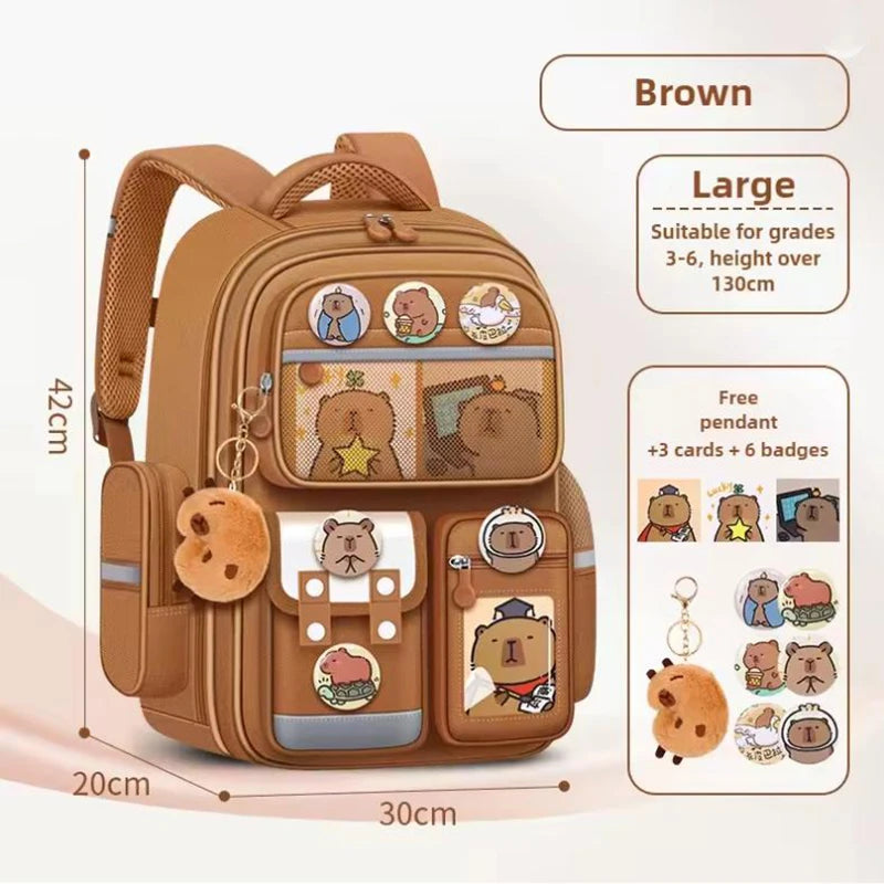 Capybara Children School Bags for Boys Kids Backpack Primary Schoolbag Orthopedic