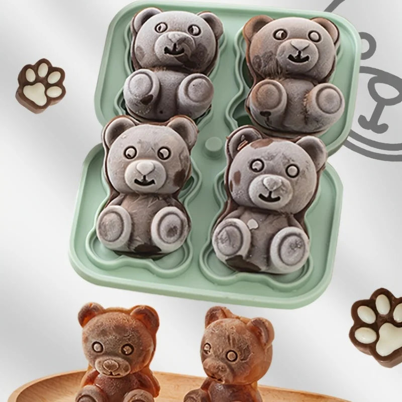Cute Teddy Bear Ice Cube Making Mold Splash-proof