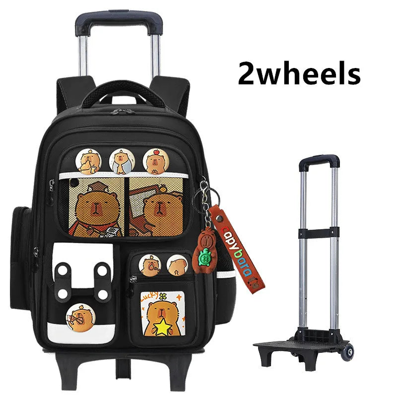Children Trolley backpack wheels Student High capacity School bags