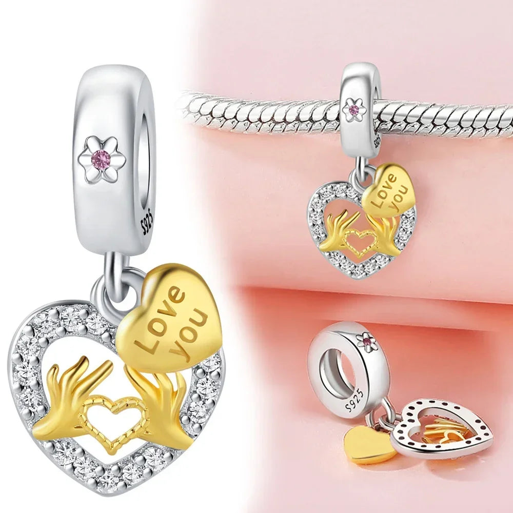 sterling silver 925 red love gold envelope mail pendant fit original pandora women's