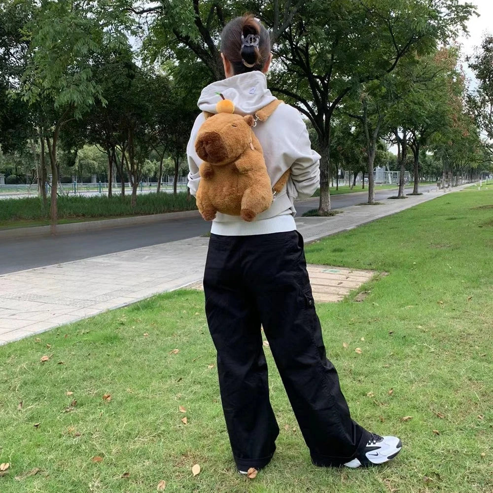 Capybara Plush Backpack Kawaii Fashion Plushie Doll Fur Pendant Children's