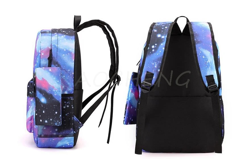 New Capybara Anime Print 3Pcs/Set Backpack Teenager Boy School Bag Laptop