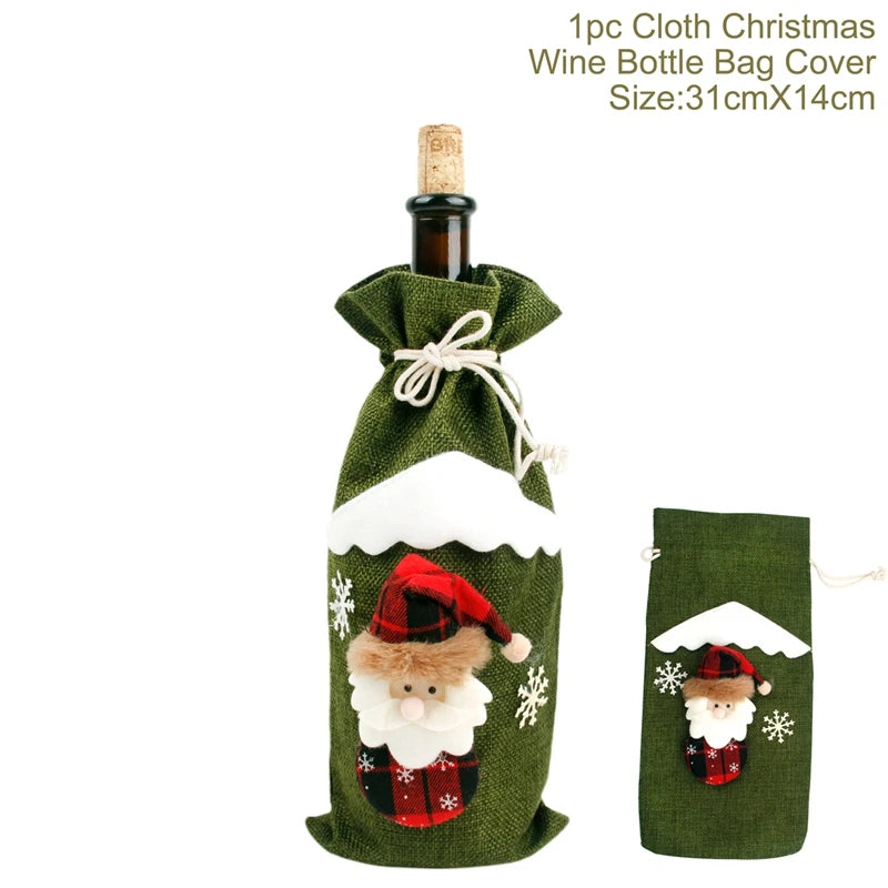 Christmas Wine Bottle Cover Merry Christmas Decoration For Home