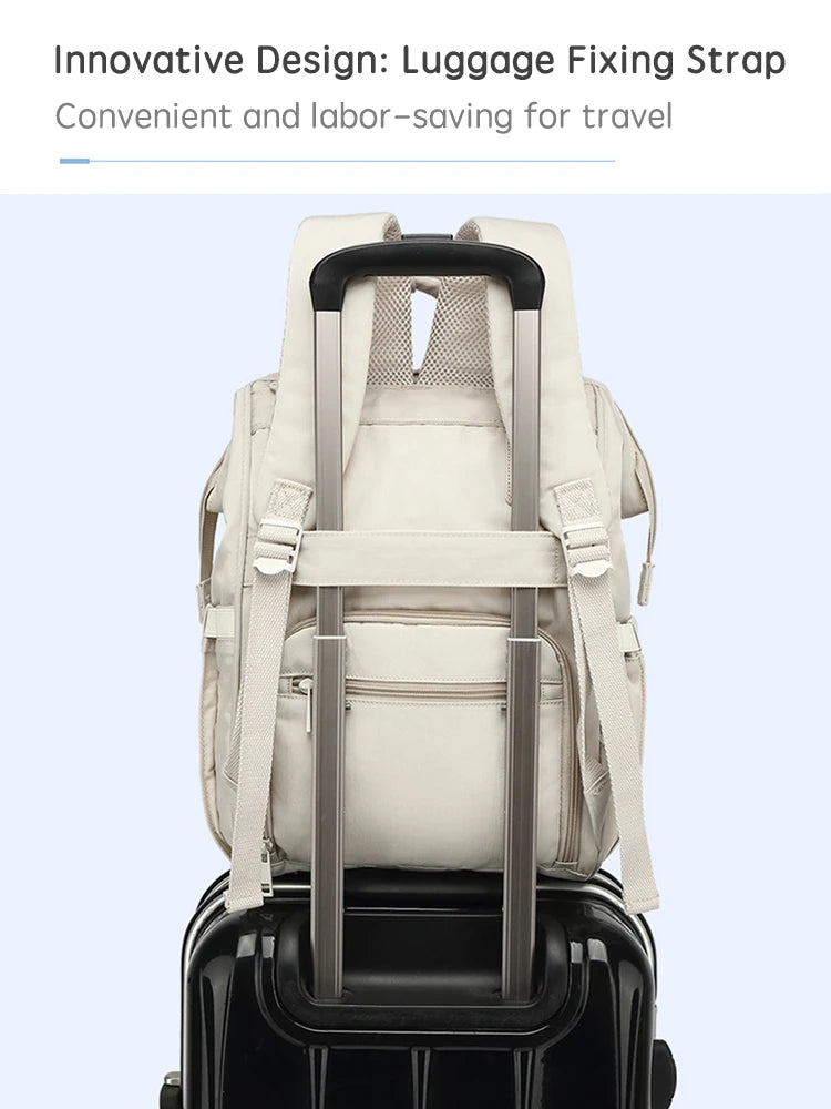 PANGDUBE Baby Nappy Bag with 2pcs Stroller Hooks Mummy Bag Backpack Waterproof
