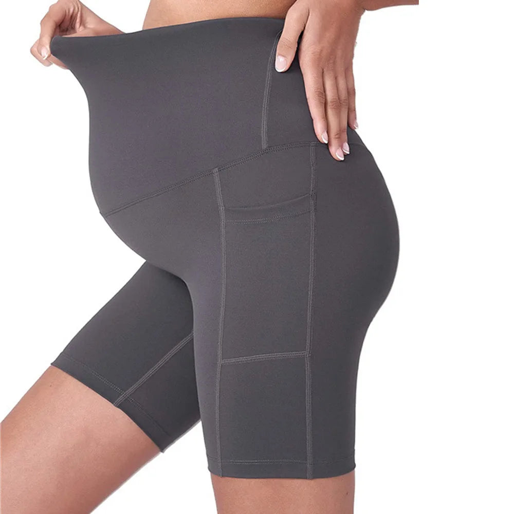 Women's Maternity Yoga Shorts Over The Belly Bump Summer Workout Running