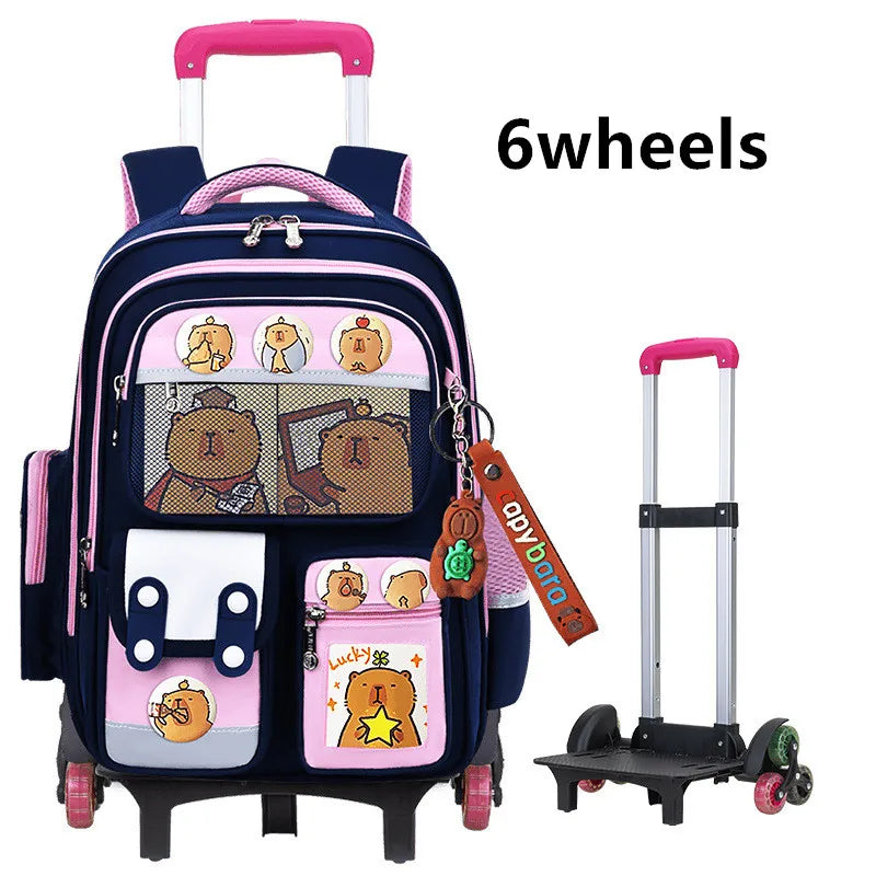Children Trolley backpack wheels Student High capacity School bags