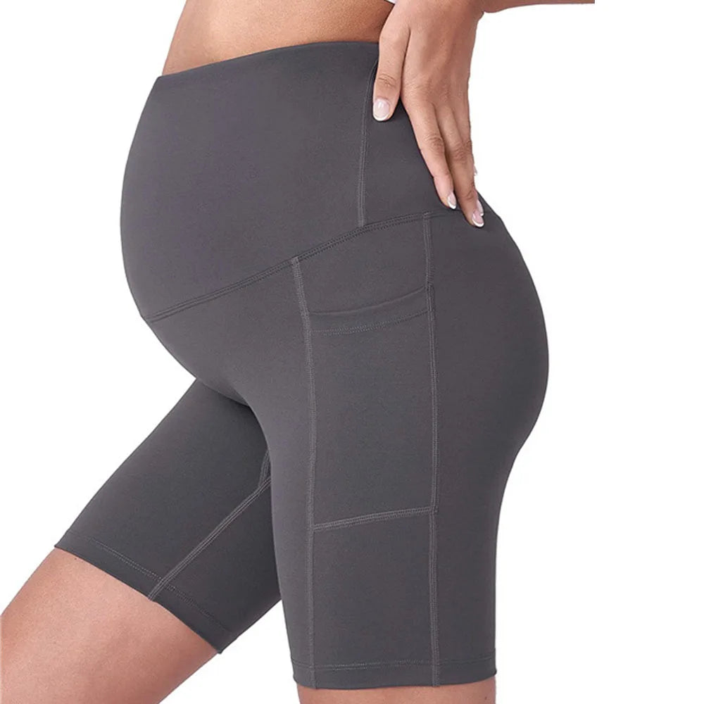 Women's Maternity Yoga Shorts Over The Belly Bump Summer Workout Running